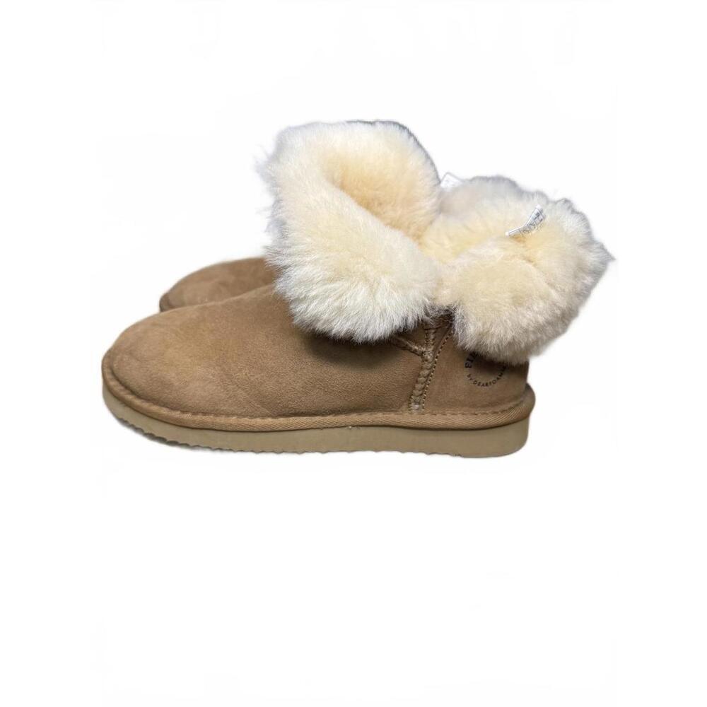 Dearfoams Fireside Perth Shearling Foldover Boots 8 Chestnut Suede Snow Booties